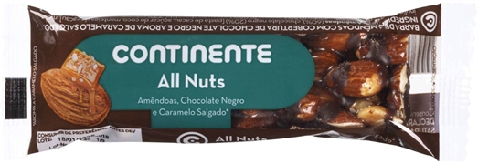 CONTINENTE ALL NUTS AMÊNDOAS, CHOCOLATE NEGRO E CARAMELO SALGADO CONTINENTE ALL NUTS AMÊNDOAS, CHOCOLATE NEGRO E CARAMELO SALGADO