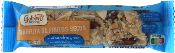 GOLDEN BRIDGE (ALDI) BARRITA DE FRUTOS SECOS COM AMÊNDOA E COCO