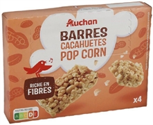 AUCHAN Barres cacahuète pop corn